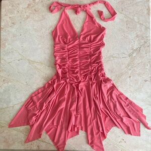 Y2k Pink Asymmetric Fairy Halter Top Dress 🌸🧚